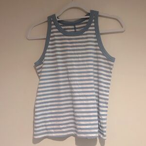 Everlane Dusty Blue and Off White Striped Tank Top Sz Sm